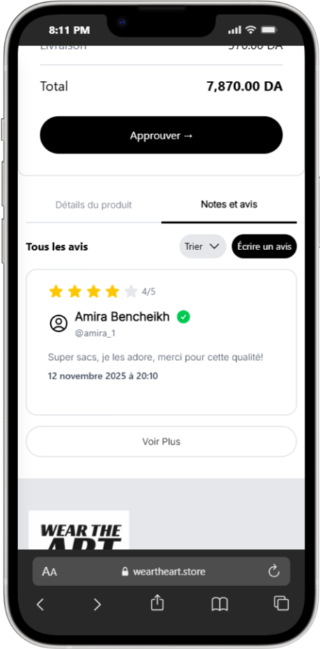 Avis client vérifié avec note 4 sur 5